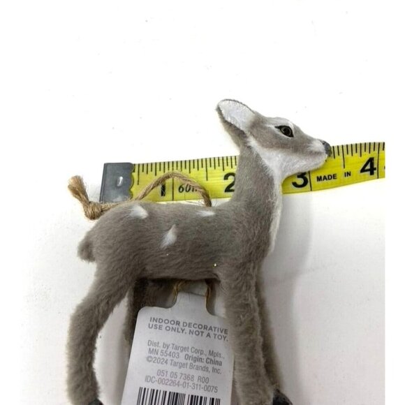 Target Faux Fur Grey Deer Christmas Tree Ornament Gray with Spots Wondershop™ - Picture 9 of 11